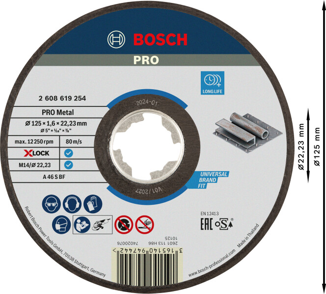 Bosch 2608619254 X-Lock Slijpschijf Expert For Metal - Recht - 1,6 X 125mm - Detailed view of the product