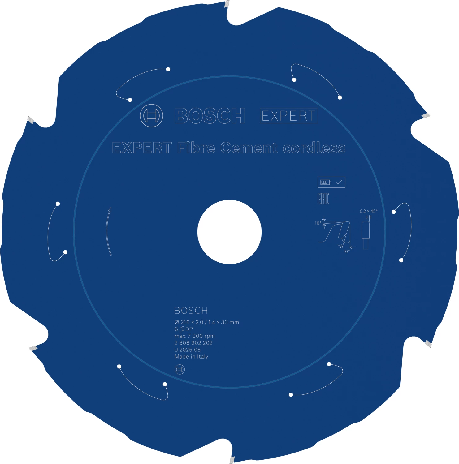 Bosch 2608902202 EXPERT Cirkelzaagblad - 216 X 30 X 6T - Vezelcementplaten