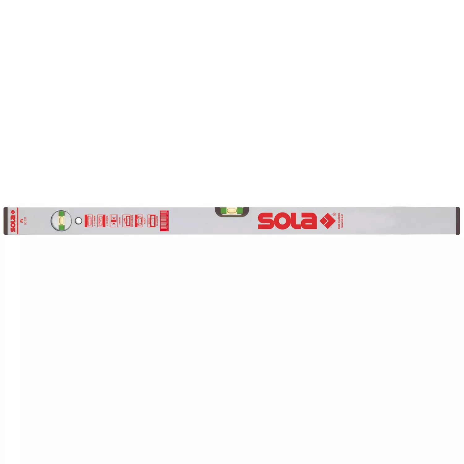SOLA Alu blokwaterpas AV50 50cm 2 libellen 050mm/m zilver