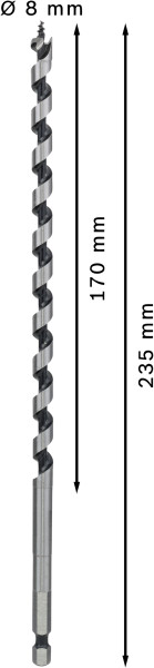 Bosch 2608597623 Slangenboor - Zeskantopname - 8 X 160 X 235mm - Detailed view of the product