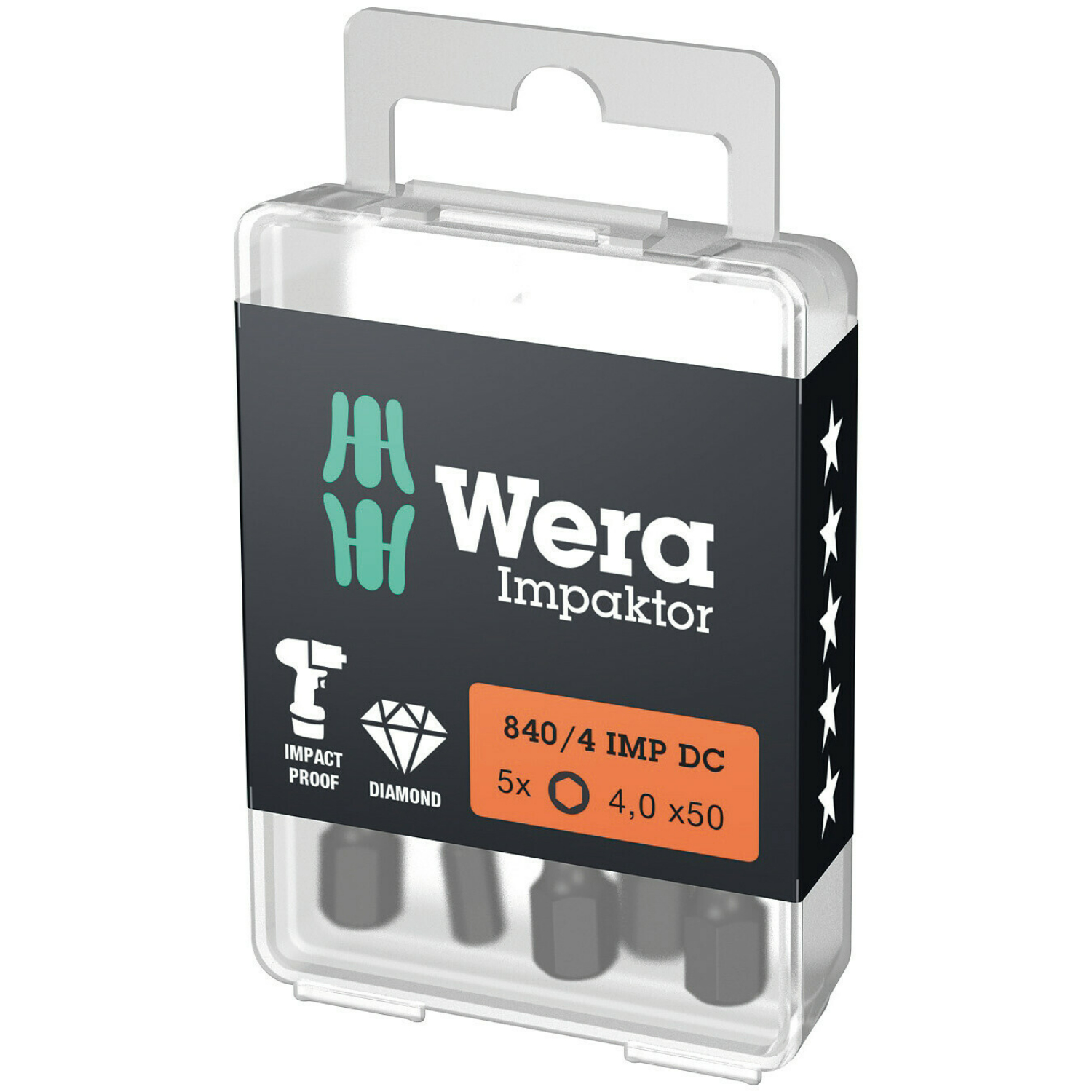 Wera 05057644001 840/4 1/4"Impaktor Inbus Bit - 4.0 X 50mm (5st)