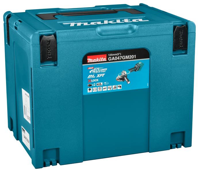 Makita GA047GM201 XGT 40V Max Li-ion Accu Haakse Slijper Set (2x 4,0Ah) In Mbox - 125 Mm - Koolborstelloos - Detailed view of the product