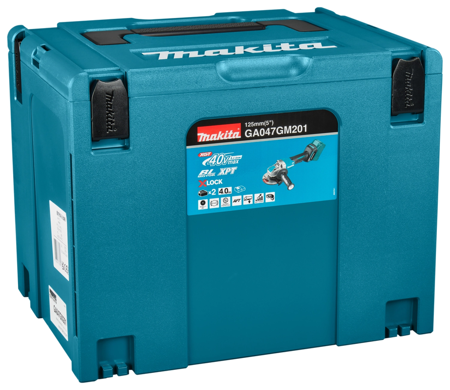 Makita GA047GM201 XGT 40V Max Li-ion Accu Haakse Slijper Set (2x 4,0Ah) In Mbox - 125 Mm - Koolborstelloos thumbnail 4