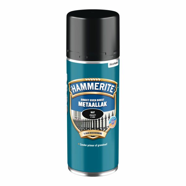 Hammerite Metaallak - Mat - Zwart - 400 ml