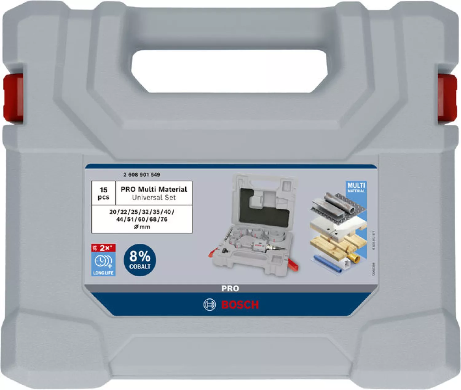 Bosch 2608901549 PRO 15-delige Multi Material Q-Lock Adapterset Voor Gatzagen thumbnail 2