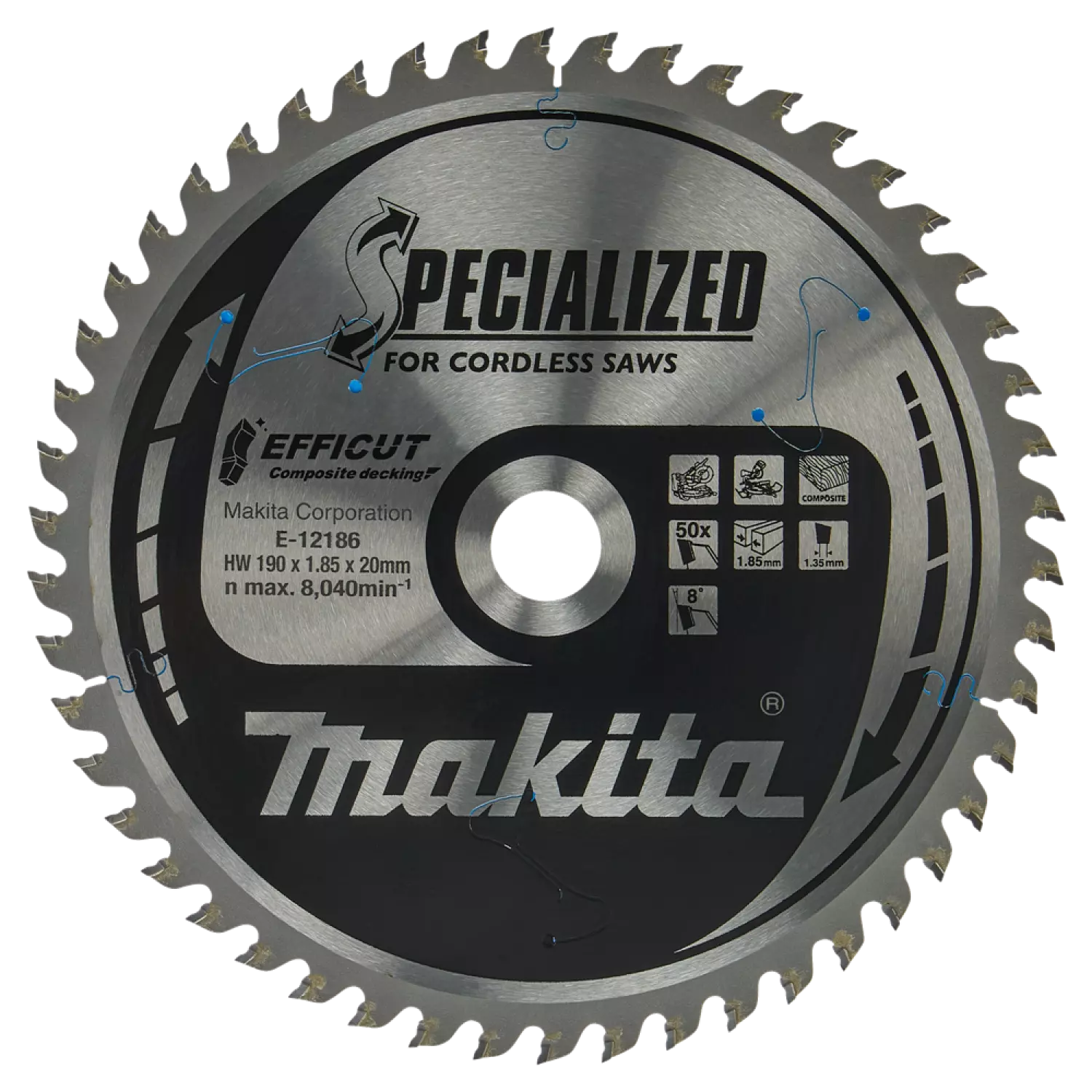 Makita E-12186 Efficut Cirkelzaagblad WPC - 190x20x1,85mm 50T thumbnail 4