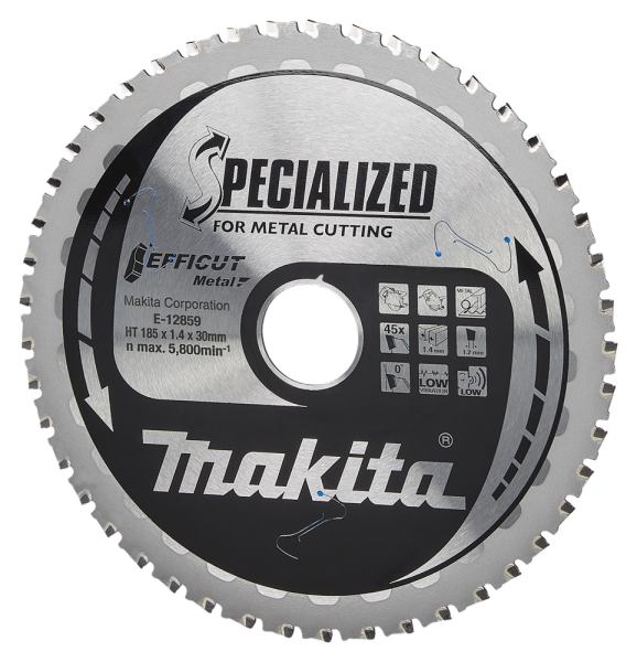 Makita E-12859 Efficut Cirkelzaagblad Staal - 185x30x1,4mm 45T - Detailed view of the product