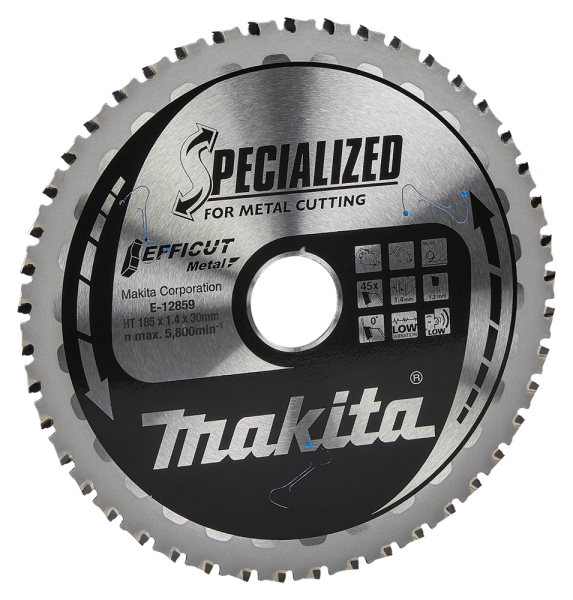 Makita E-12859 Efficut Cirkelzaagblad Staal - 185x30x1,4mm 45T - Detailed view of the product