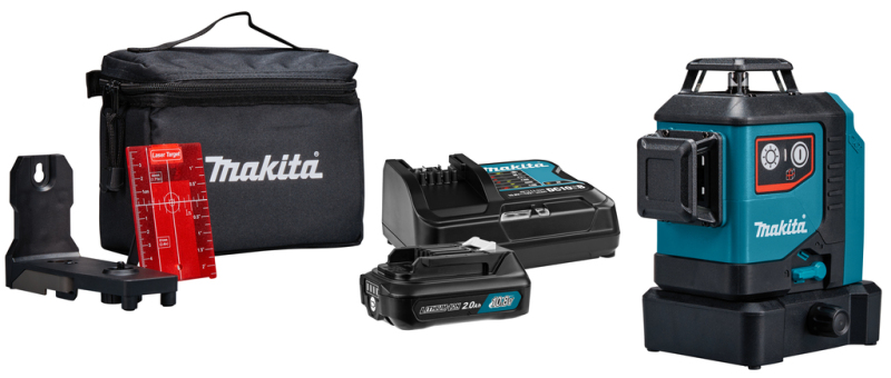 Makita SK700DX 12V Max Li-Ion Accu Kruislijnlaser Set (1x2.0Ah) In Tas - Zelfnivellerend - Rood 3x360°- 25m EAN: 8720023145572