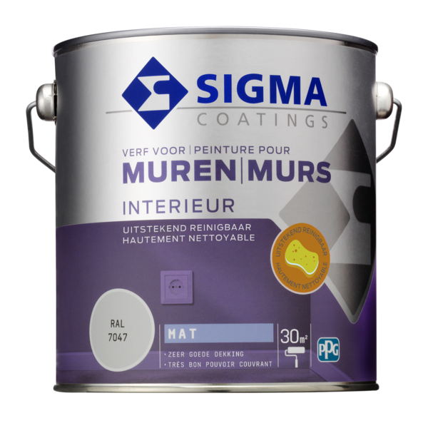 Sigma muurverf reinigbaar mat RAL 7047 2,5L