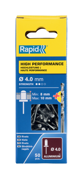 Rapid 5000385 Blindklinknagels Incl. Boor - Aluminium - 4x14mm (50st)