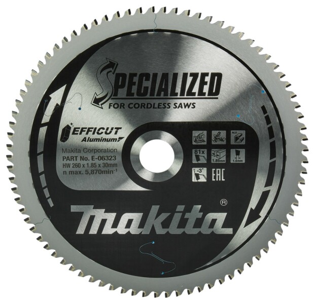 Makita E-06323 Efficut Afkortzaagblad - 260 X 30 X 81T - Aluminium EAN: 88381568975