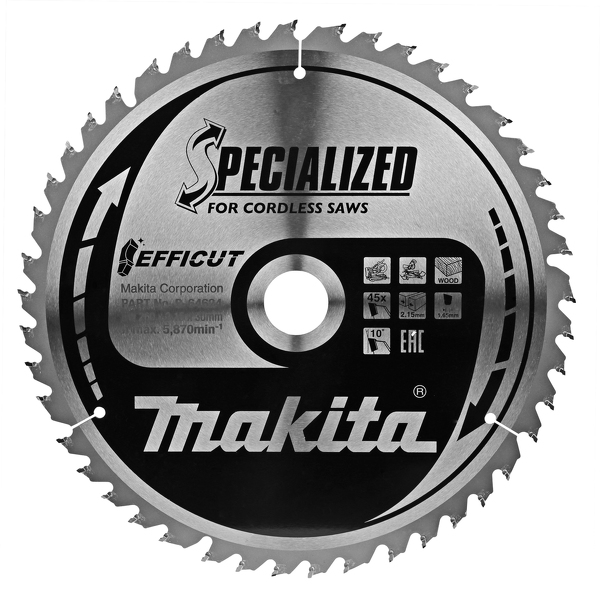 Makita B-64630 Afkortzaagblad Hout - 260x30x2,15mm 45T