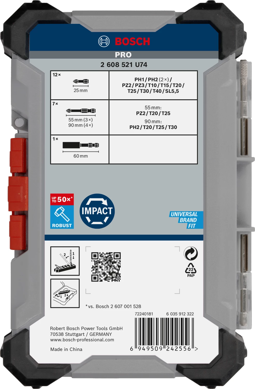 Bosch 2608521U74 20-delige PRO Impact Schroefbitset thumbnail 3