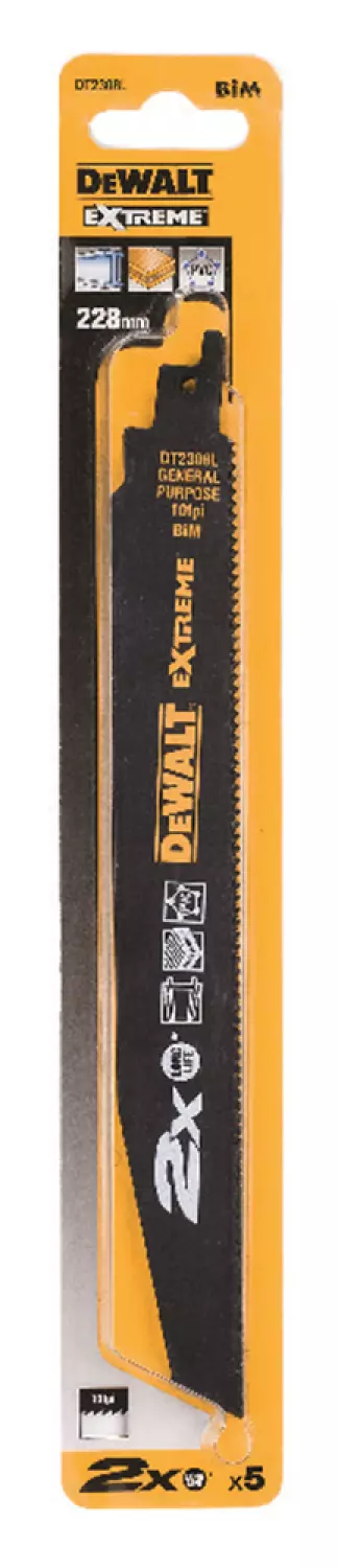 DeWALT DT2308L Reciprozaagblad - 228 X 2,5mm - Universeel (5st) thumbnail 2