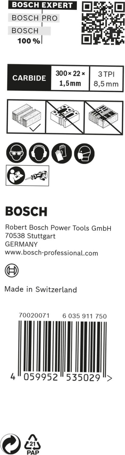 Bosch EXPERT 1241HM Reciprozaagblad - 250mm - Beton (10st) thumbnail 3