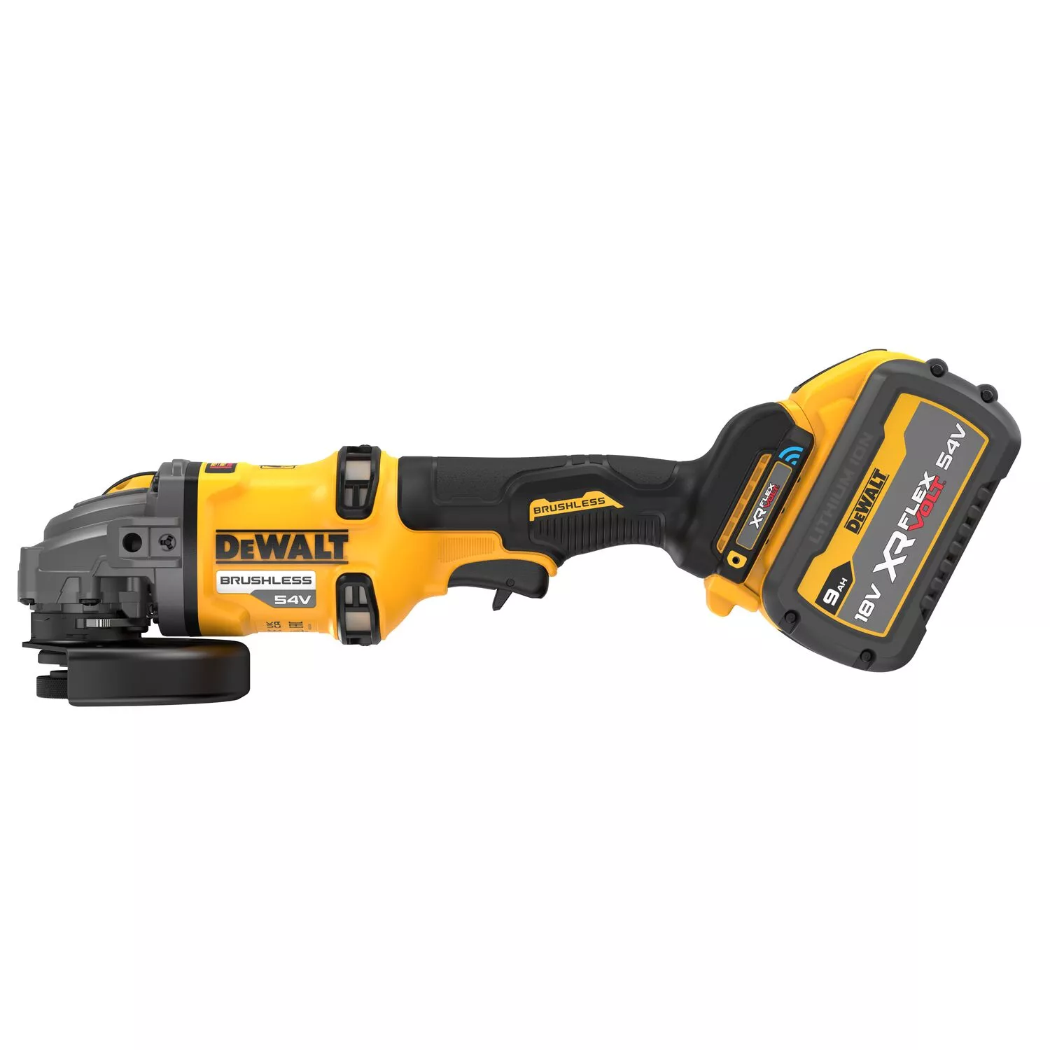 DeWALT DCG418SHDX2 54V Li-ion XR FlexVolt Accu Haakse Slijper Set (2x 9.0Ah Accu) In TSTAK - 125mm - Veiligheidsschakelaaar In Zijhandgreep thumbnail 3
