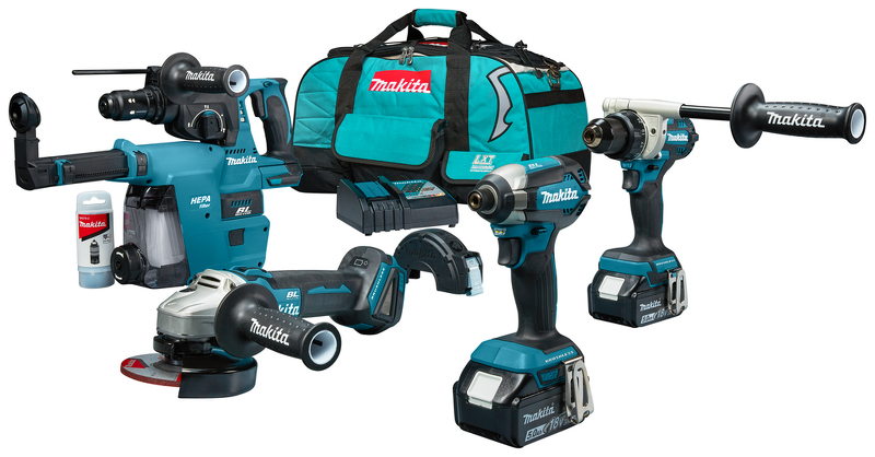 Makita DLX4155TX1 18V Li-ion Accu 4-delige Combiset (2x 5.0Ah Accu) In Tas EAN: 88381743556