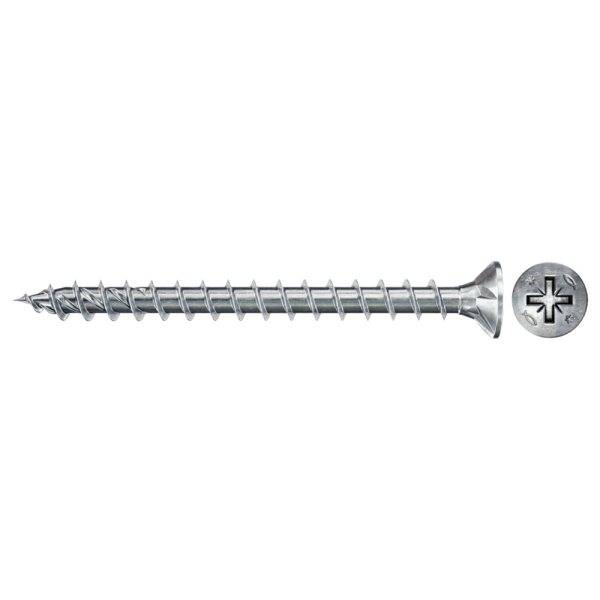 Fischer 670392 Spaanplaatschroef Power-Fast II - PZ2 - 5.0 X 30mm - Verzonken Kop - Voldraad - Verzinkt (200st)