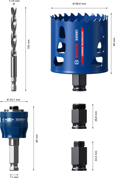 Bosch 2608900450 EXPERT Power-Change Gatzaag Tough Material 68mm Starter Kit - Detailed view of the product