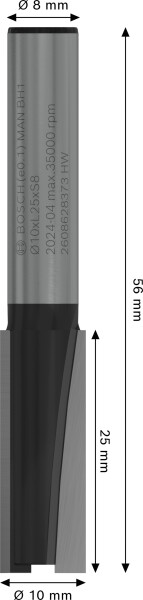 Bosch 2608628373 Vingerfrees Met Verlenging - 2 Snijvlakken - Hardmetaal - 10x25,4mm - Detailed view of the product