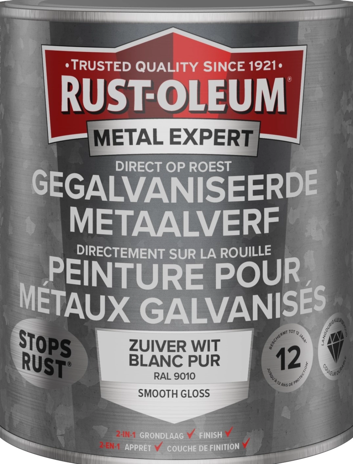 Rust-Oleum Gegalvaniseerde Metaalverf - RAL 9010 Zuiverwit - 0,75L