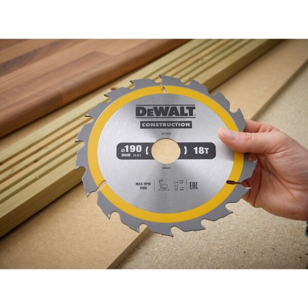 DeWALT DT1943 Cirkelzaagblad - 190 X 30 X 18T - Hout (met Nagels) - Detailed view of the product