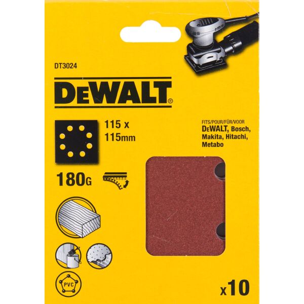 DeWALT DT3024 Vlak Schuurvel - K180 - 115 X 115mm (10st) - Detailed view of the product