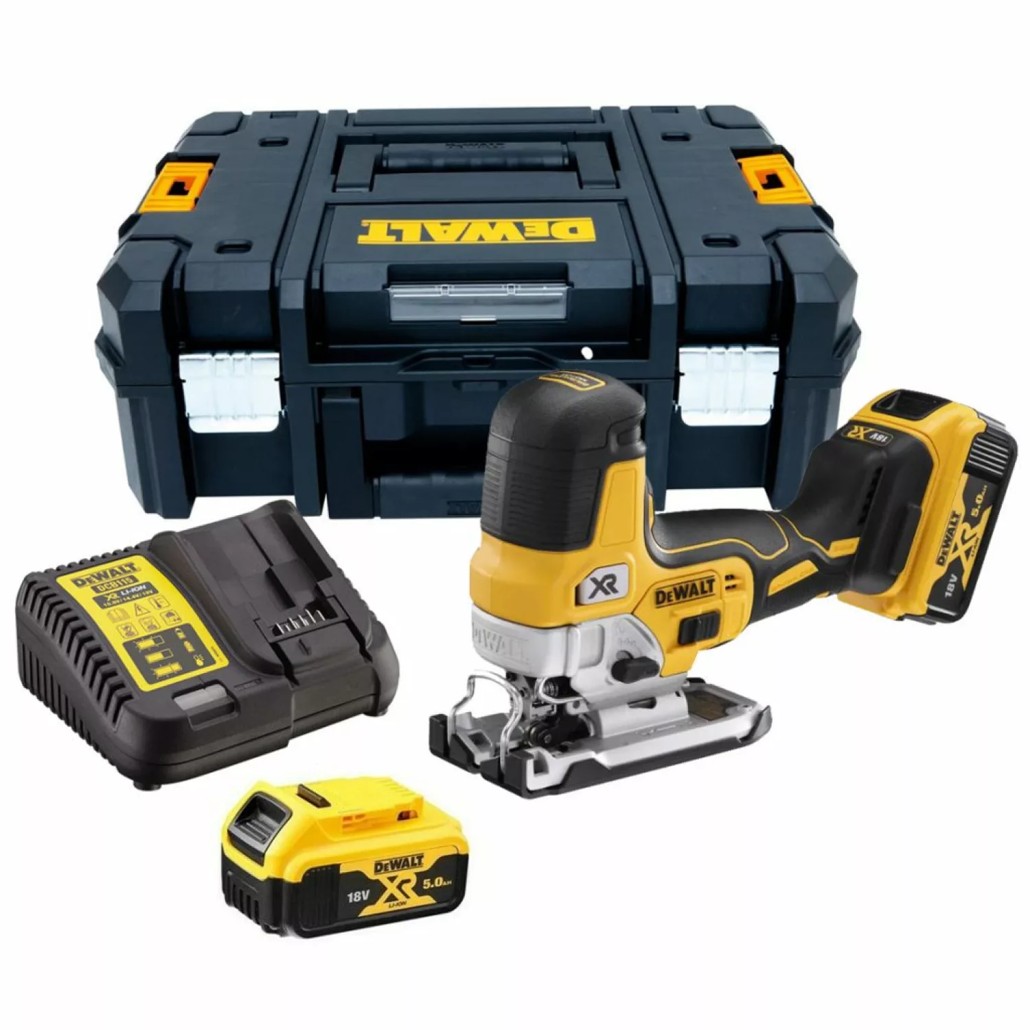 DeWALT DCS335P2 18V XR Li-ion XR Accu Decoupeerzaag Set (2x 5.0Ah) In TSTAK - Koolborstelloos