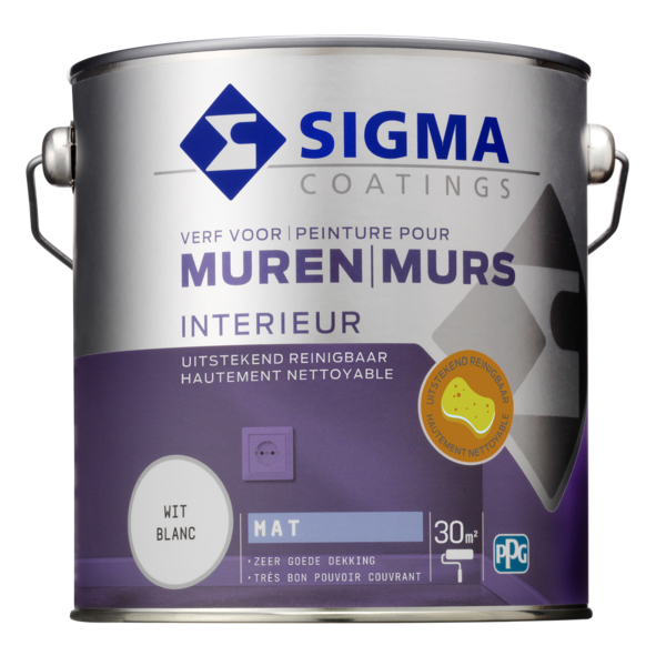 Sigma muurverf reinigbaar mat 7000 wit 2,5L