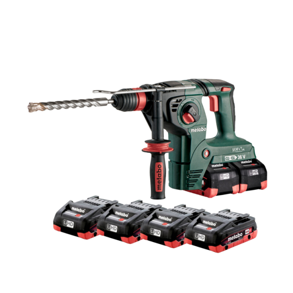 Metabo KHA 36-18 LTX 32 36V (2x 18V) LiHD Accu SDS-plus Combihamer Set (4x 8.0Ah Accu) In MetaBox - 3,1J - Default image for the product