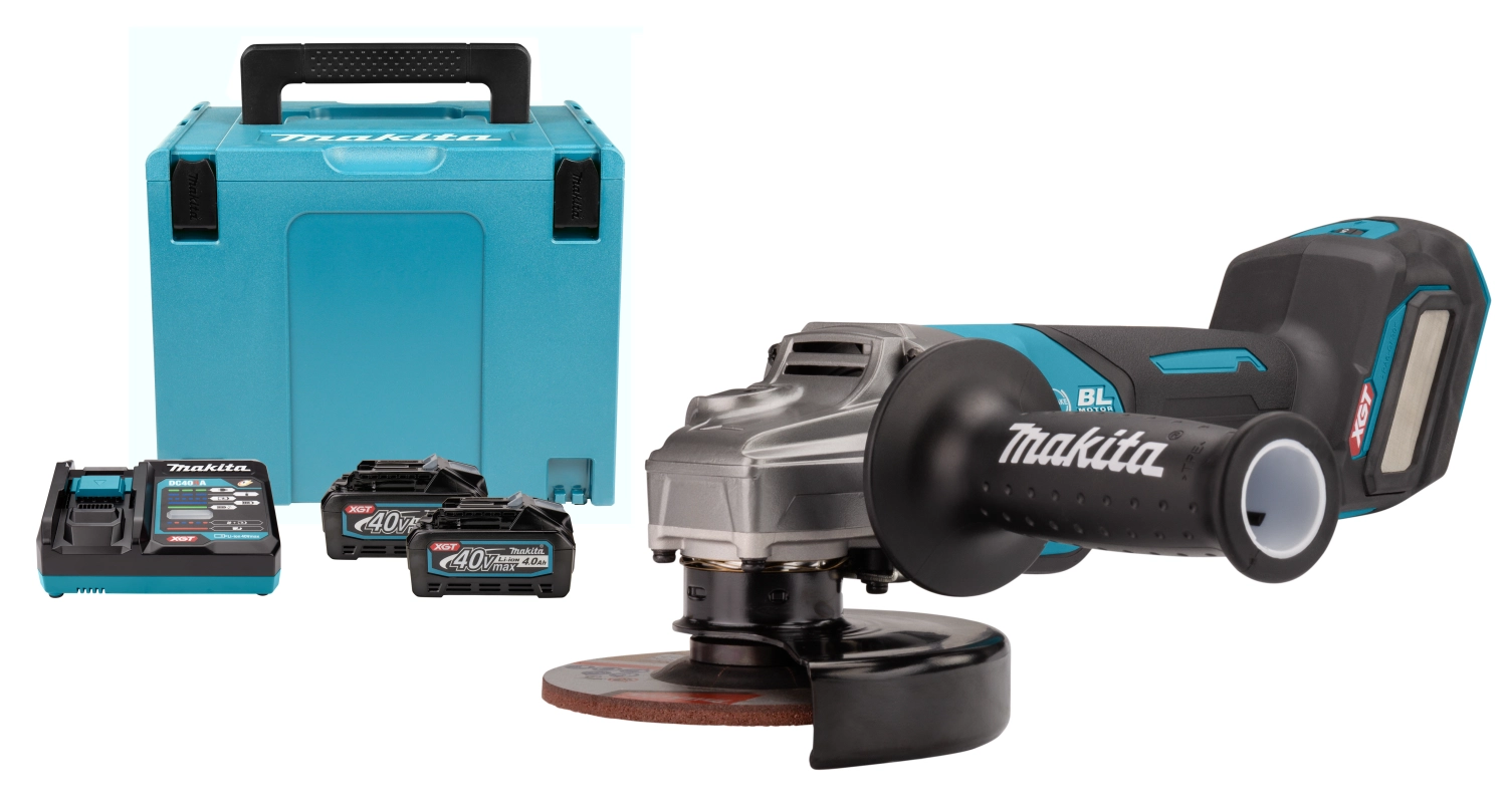 Makita GA029GM201 XGT 40V Max Li-Ion Accu Haakse Slijper Set (2x 4,0Ah) In Mbox - 125mm - Koolborstelloos