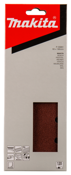 Makita P-35891 Vlak Schuurvel Red - K120 - 93 X 185mm (10st) - Detailed view of the product