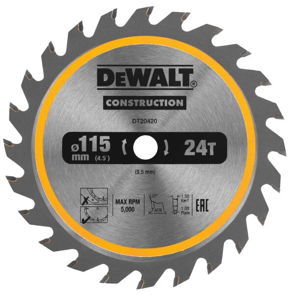 Dewalt DT20420 Cirkelzaagblad CZB 115x10x24t - 1,65 Mm Voor DCS571