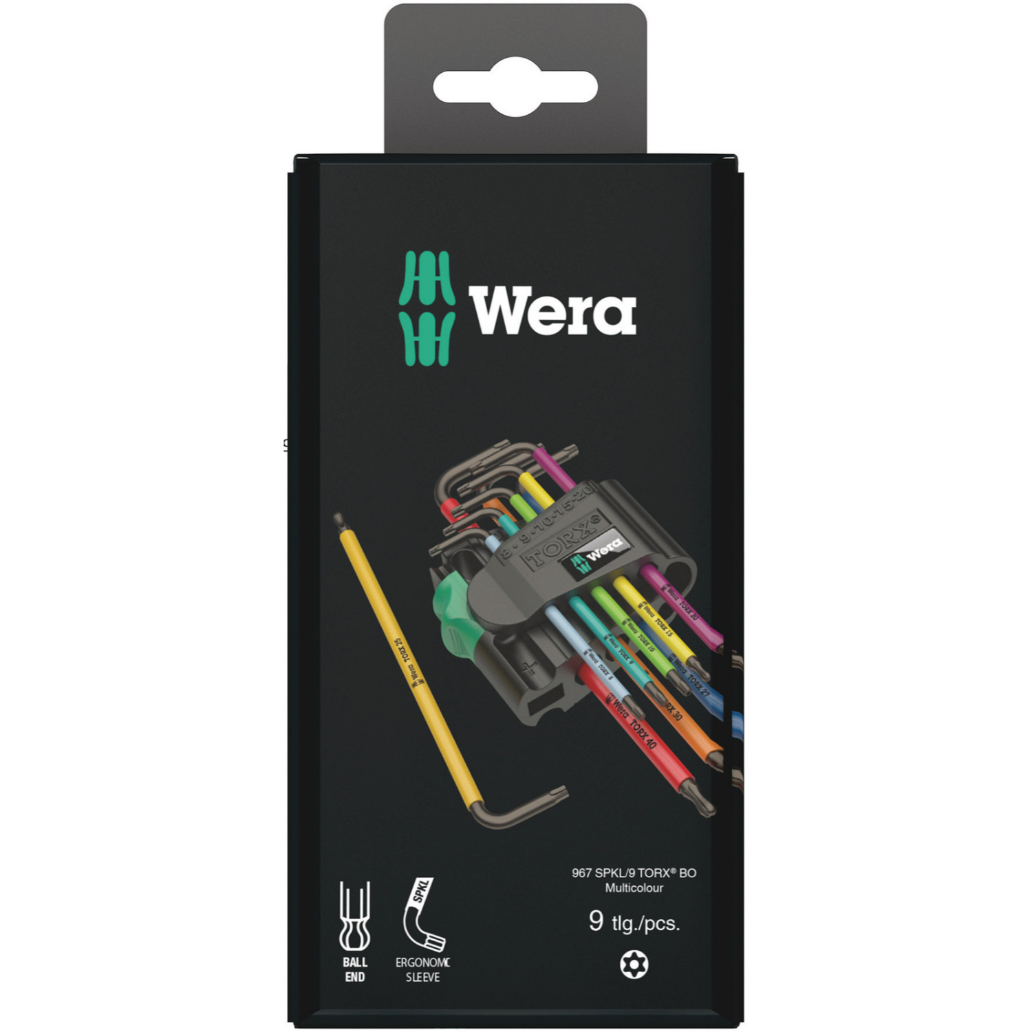 Wera 05073599001 9-delige Multicolour Inbussleutelset Met Kogelkop Op Kaart - Torx / Torx Tamper Resistant - T8-40