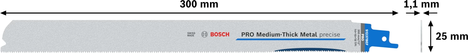 Bosch PRO S1237BEF Medium-Thick Precise Reciprozaagblad - 300mm - Metaal (5st) thumbnail 2
