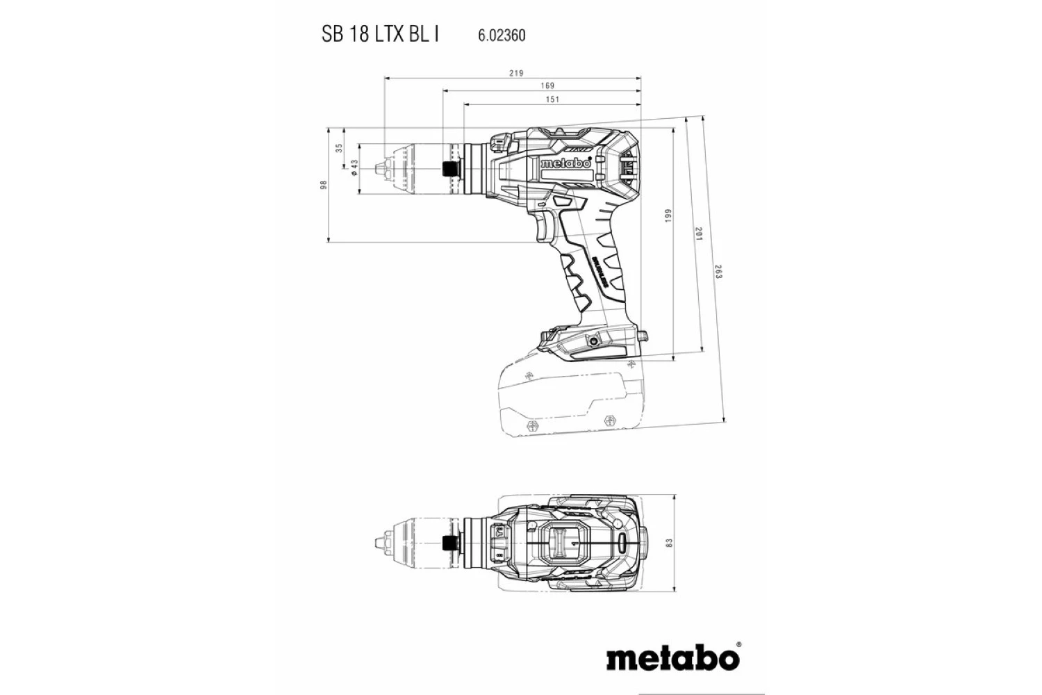 Metabo SB 18 LTX BL I 18V Li-ion Accu Klopboor-/schroefmachine Body thumbnail 2