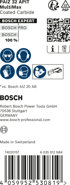Bosch 2608900029 EXPERT StarlockPlus CoatedCarbide Invalzaagblad PAIZ 32 APIT Carbide - Multi Materiaal - Curved-Tec - 32x50mm (10st) - Detailed view of the product