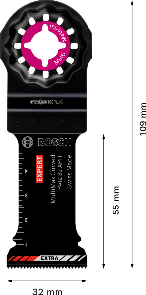 Bosch 2608900029 EXPERT StarlockPlus CoatedCarbide Invalzaagblad PAIZ 32 APIT Carbide - Multi Materiaal - Curved-Tec - 32x50mm (10st) - Detailed view of the product