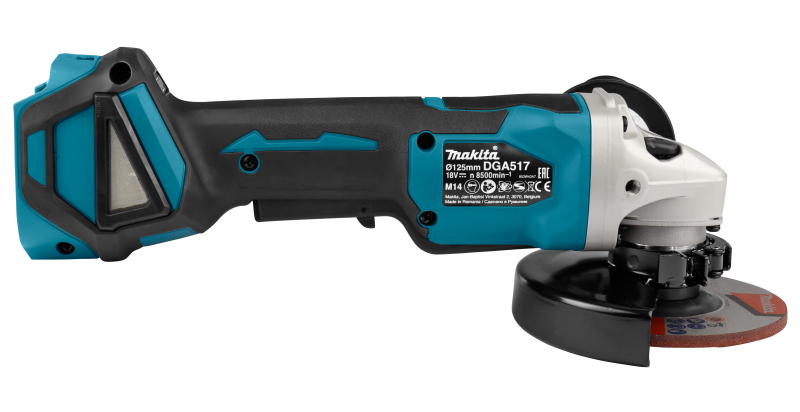 Makita DGA517Z 18V Li-Ion Accu Haakse Slijper Incl. ADT Body - 125mm - Koolborstelloos - Detailed view of the product