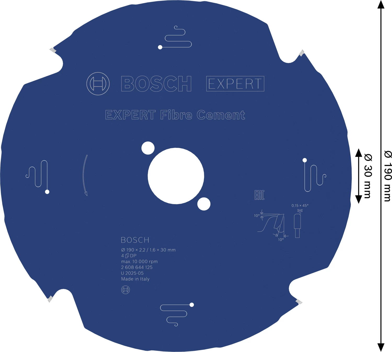 Bosch 2608644125 EXPERT Cirkelzaagblad - 190 X 30 X 4T - Vezelcementplaten thumbnail 4