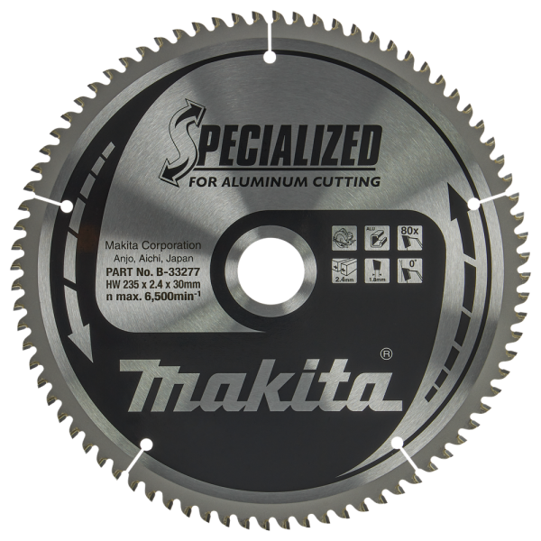 Makita B-33277 Cirkelzaagblad Aluminium - 235x30x2,4 80T - Detailed view of the product