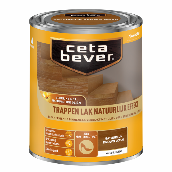 CetaBever Binnen Traplak - Natuurlijk Effect - Brown Wash - 750 ml