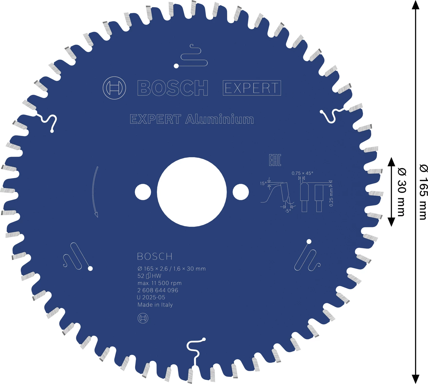 Bosch 2608644096 EXPERT Cirkelzaagblad - 165 X 30 X 52T - Aluminium thumbnail 4