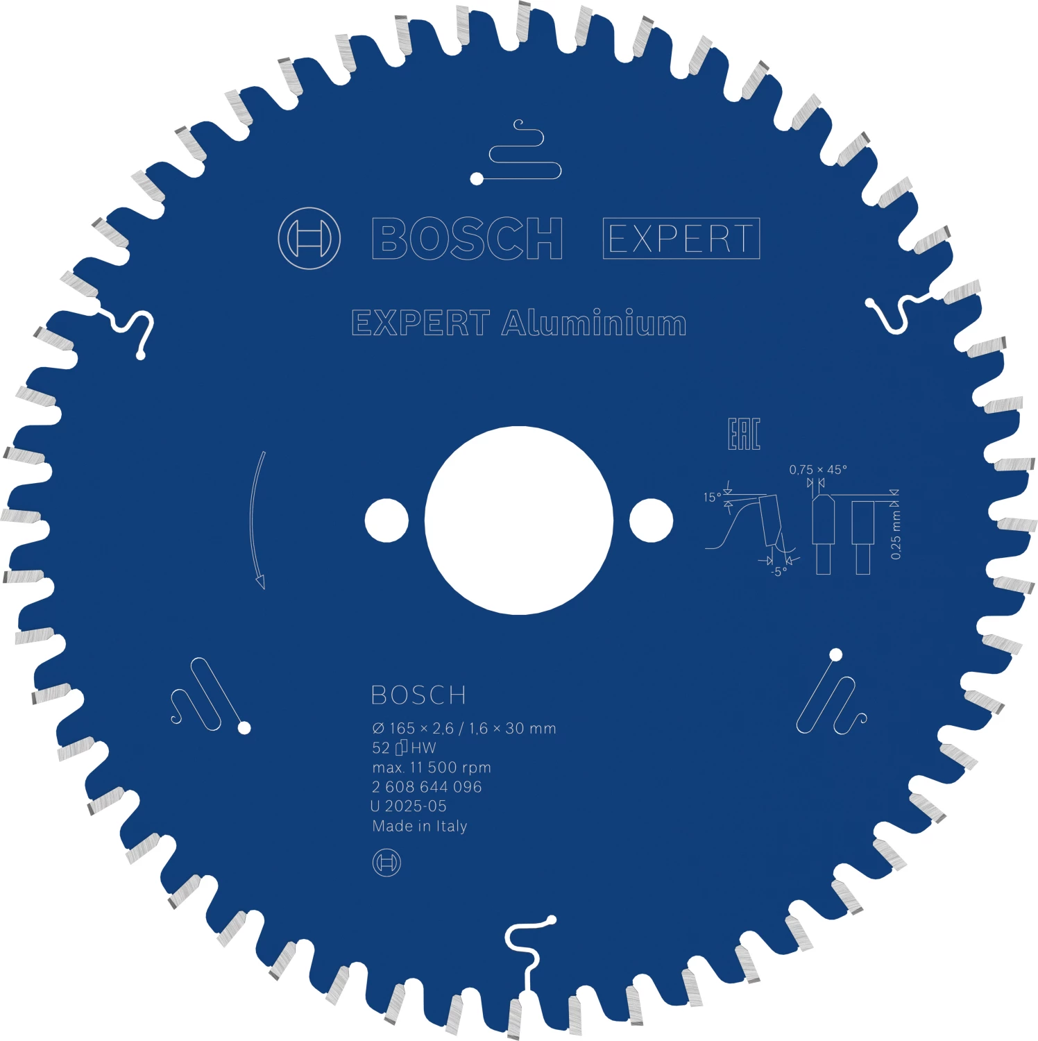 Bosch 2608644096 EXPERT Cirkelzaagblad - 165 X 30 X 52T - Aluminium