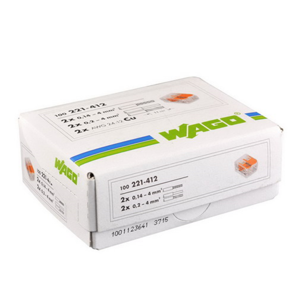 Wago 221-412 Lasklem 2-gaats - 4mm - Hersluitbaar - Transparant-oranje (100st) - Detailed view of the product