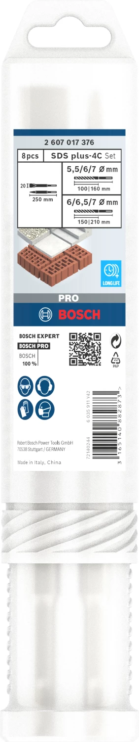 Bosch 2607017376 PRO 8-delige SDS Plus-4C Beitel- En Borenset thumbnail 2