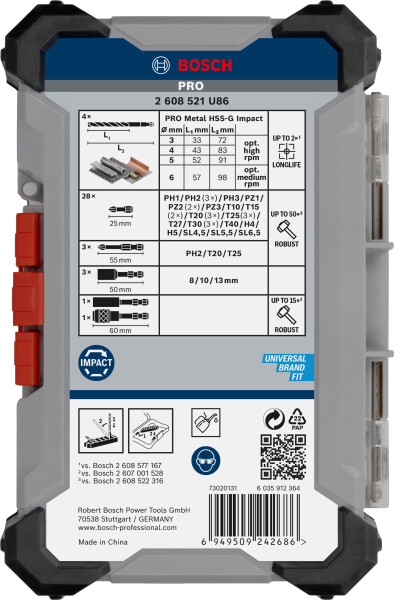Bosch 2608521U86 40-delige PRO Impact Schroefbits En Metaalboren - Gemengde Set - Detailed view of the product