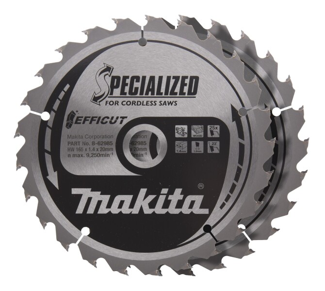 Makita B-62985-2 Cirkelzaagblad Hout - 165x20x1,4mm - 25T - Duopack - Detailed view of the product