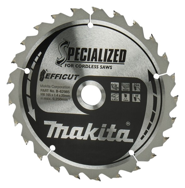 Makita B-62985-2 Cirkelzaagblad Hout - 165x20x1,4mm - 25T - Duopack - Detailed view of the product